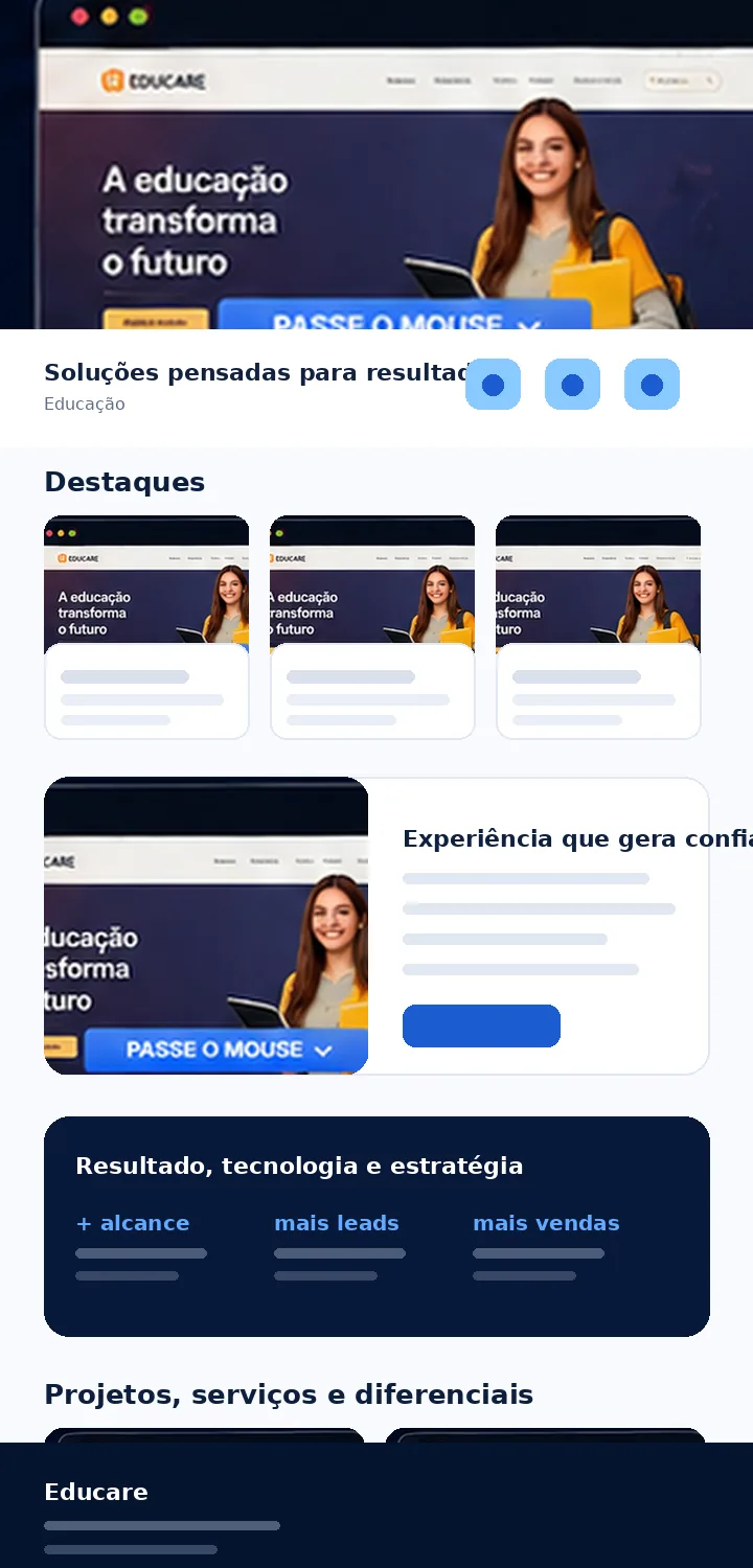 Site Educare desenvolvido pela Zuplix