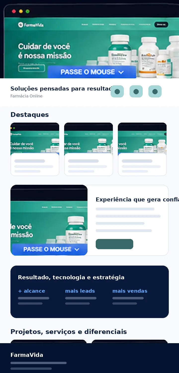 Site FarmaVida desenvolvido pela Zuplix