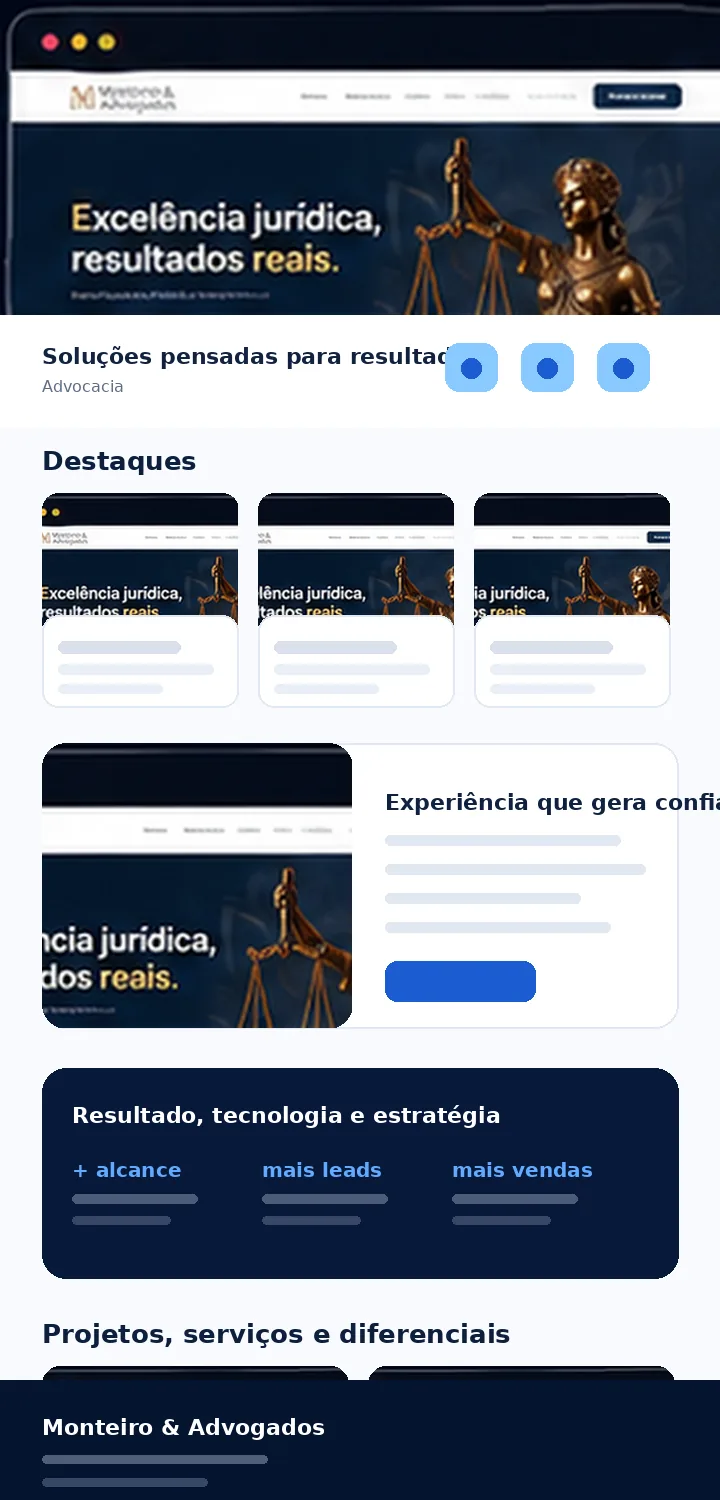 Site Monteiro & Advogados desenvolvido pela Zuplix
