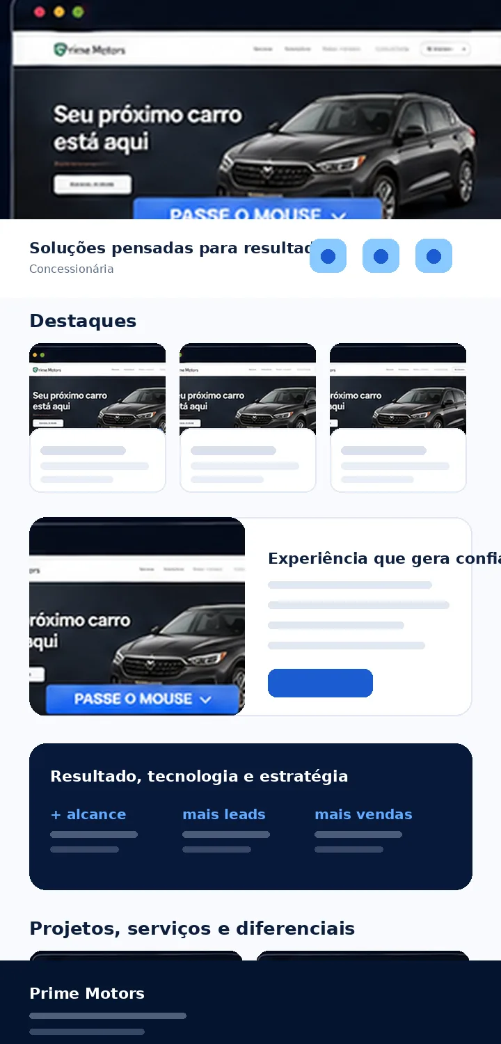 Site Prime Motors desenvolvido pela Zuplix