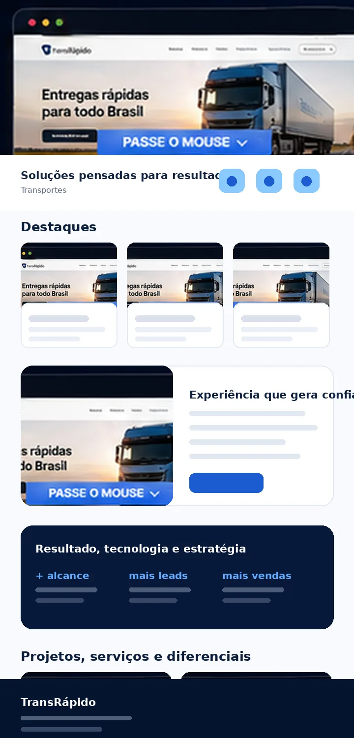 Site TransRápido desenvolvido pela Zuplix