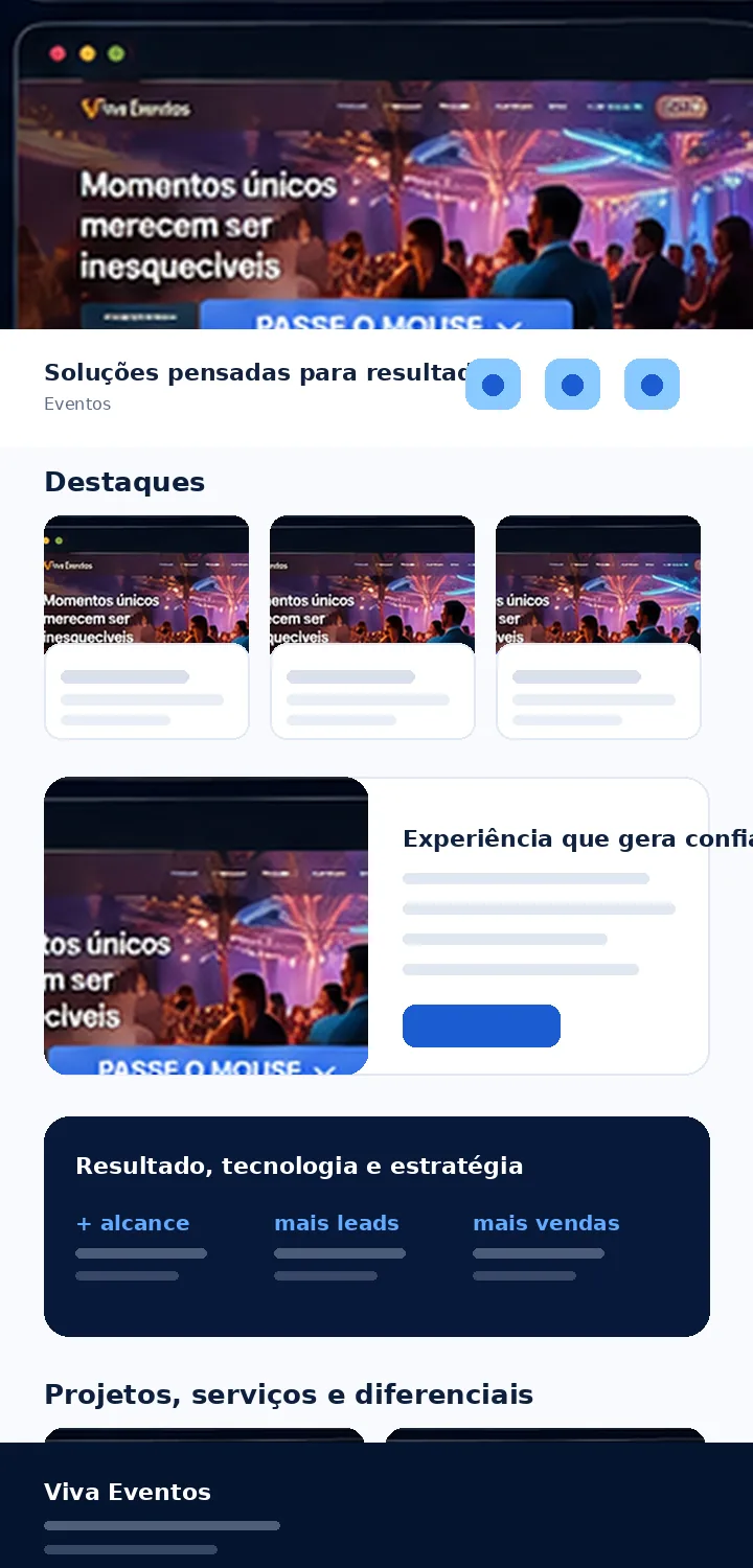 Site Viva Eventos desenvolvido pela Zuplix